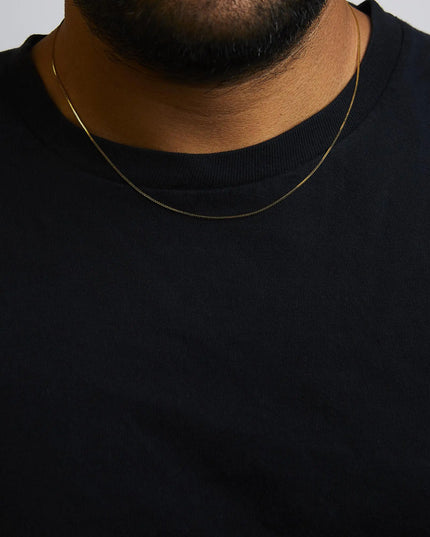 Unisex Solid 14K Gold 0.75mm Classic Box Chain Necklace