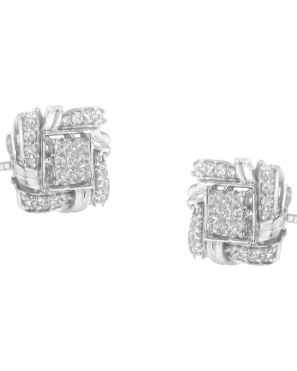 .925 Sterling Silver 1/2 Cttw Round-Cut Diamond Stud Earrings (I-J Color, I1-I2 Clarity)