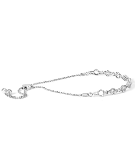 .925 Sterling Silver 1/2 Cttw Diamond Alternating Circle and Kite Link Adjustable Bolo Bracelet (I-J Color, I3 Clarity) - 4" to 10" Inches