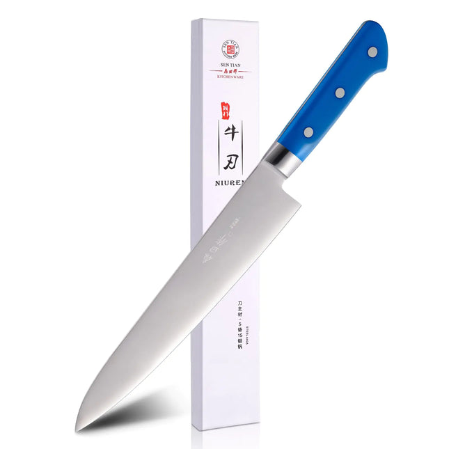 10.6" Japanese Chef Knife – Professional Gyuto Sushi Knife with Blue Ergonomic Handle