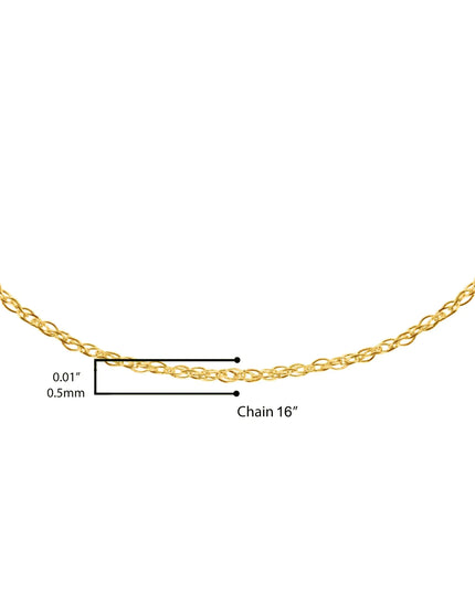 10K Gold 0.5 mm Slender & Dainty Fine Rope Chain Necklace