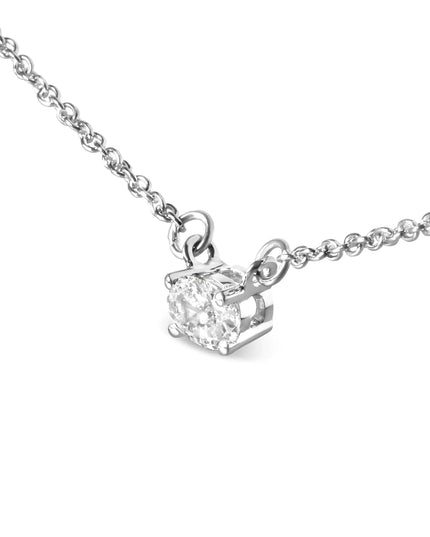 14K White Gold 1/4 Cttw Lab Grown Oval Solitaire Diamond East West 18" Pendant Necklace (G-H Color, VS2-SI1 Clarity)