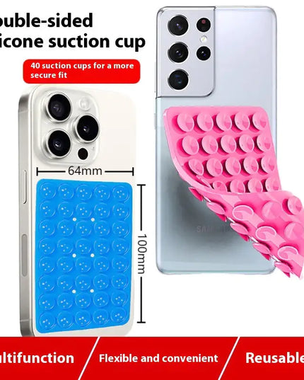 Silicone Double-Sided Suction Cup Phone Case Detachable Mount, Sticky Phone Grip with Higher Suction Power for iPhone, Hands-Free Phone Accessories Holder for Selfies and Videos