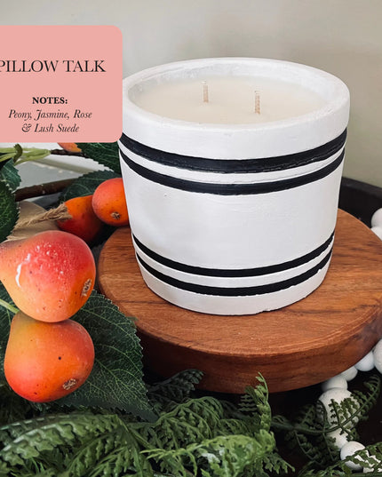 Luxury Small Striped Stone Designer Candle - Pillow Talk