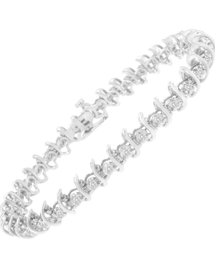 .925 Sterling Silver 1 cttw Prong-Set Diamond Link Bracelet (I-J, I1-I2) - 7.25"
