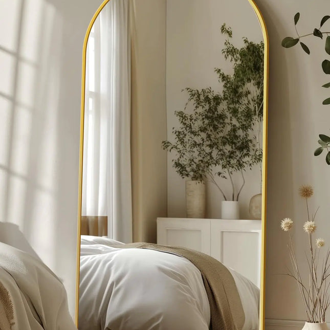 Full-Length Mirror – 71" x 32" Freestanding Full Body Mirror with Stand (Gold)