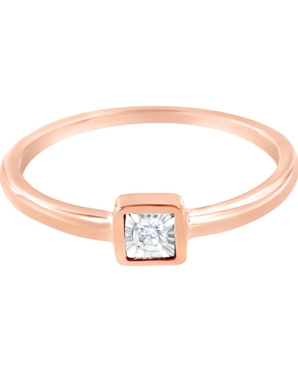 14K Rose Gold Plated .925 Sterling Silver 1/20 cttw Miracle Set Diamond Promise Ring (J-K Color, I1-I2 Clarity)