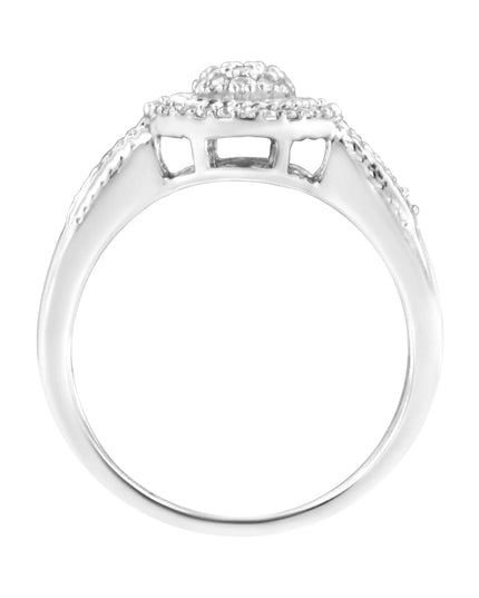 .925 Sterling Silver 1/3 Cttw Pave Set Round-Cut Diamond Braided Halo Cocktail Ring (I-J Color, I2-I3 Clarity)
