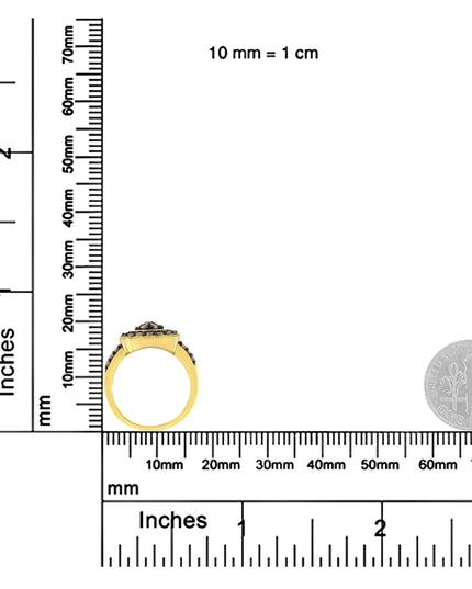 10K Yellow Gold Plated .925 Sterling Silver 1 1/8 cttw Prong-Set Round-Cut Diamond Pear Cocktail Ring (J-K Color, I1-I2 Clarity)
