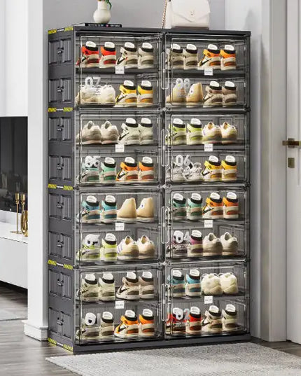 24-pair Hard Plastic Shoe Storage Cabinet, 6 Layers, Large Stackable/foldable