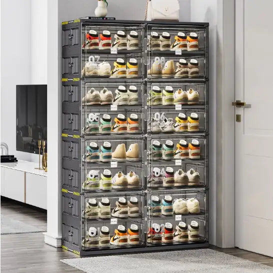 24-pair Hard Plastic Shoe Storage Cabinet, 6 Layers, Large Stackable/foldable