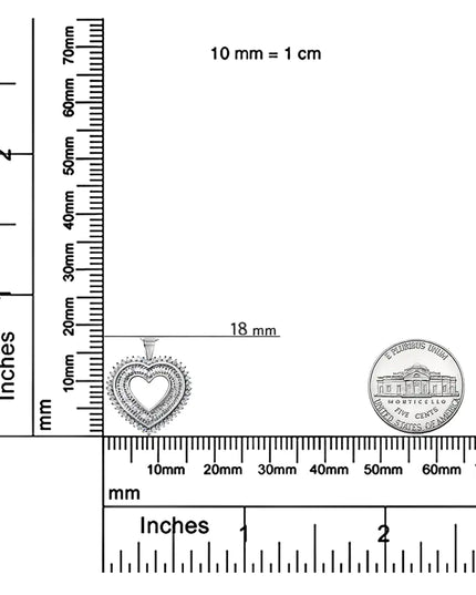.925 Sterling Silver 1.0 Cttw Baguette and Round Diamond  Heart Pendant 18" Necklace (H-I Color, I3 Clarity)