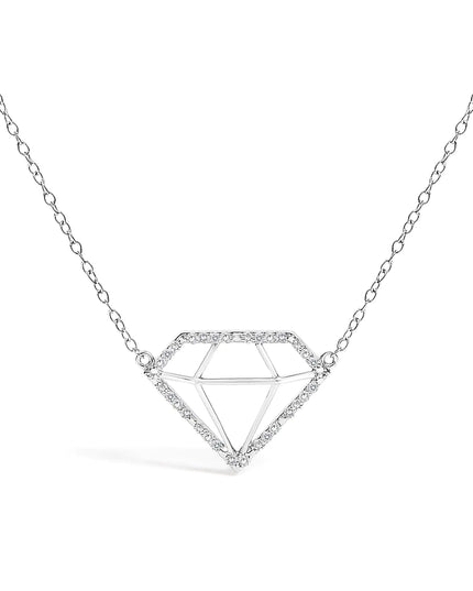 .925 Sterling Silver 1/7 Cttw Lab Grown Diamond Diamond Shaped Pendant Necklace - Size 18 Inches