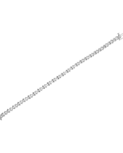 .925 Sterling Silver 1 cttw Brilliant Round-Cut Diamond "X" Link Bracelet (I-J Clarity, I2-I3 Color) - Size 7"