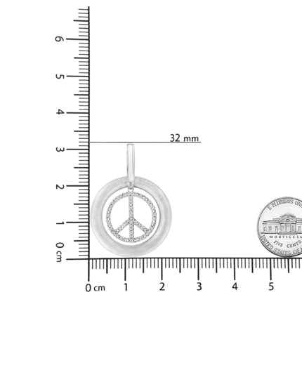 Matte Finish .925 Sterling Silver Diamond Accent Dancing Peace Sign 18" Pendant Necklace (I-J Color, I1-I2 Clarity)
