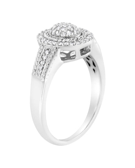 .925 Sterling Silver 1/3 Cttw Pave Set Round-Cut Diamond Braided Halo Cocktail Ring (I-J Color, I2-I3 Clarity)