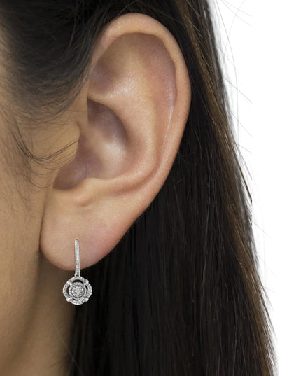 .925 Sterling Silver Miracle-Set Diamond Accent Drop and Dangle Earrings (I-J Color, I3 Clarity)
