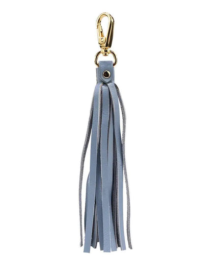 Fringe Power Leather Bag Charm-Serenity/Gold