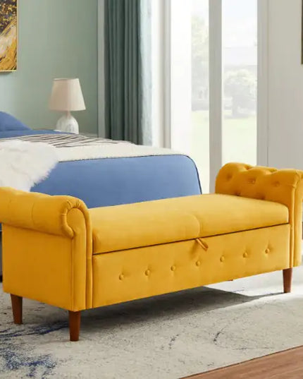 Yellow Rectangular Storage Stool