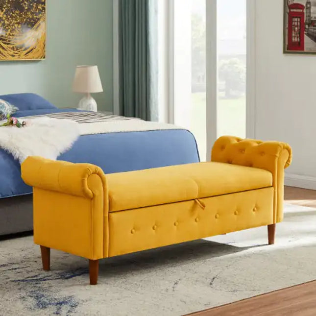 Yellow Rectangular Storage Stool