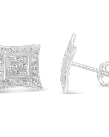 .925 Sterling Silver Diamond Accented 4-Stone Four Pointed Star Shaped Halo-Style Stud Earrings (H-I Color, I2-I3 Clarity)