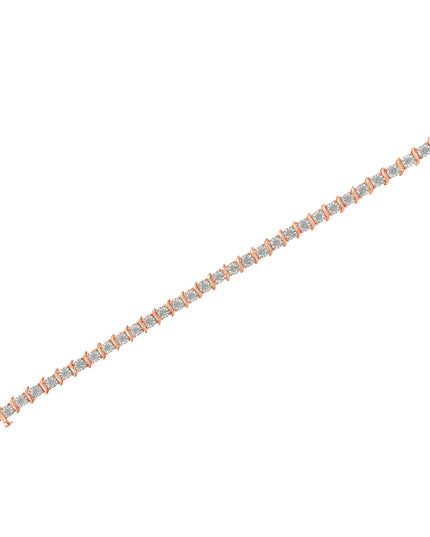 .925 Sterling Silver 1.0 Cttw Diamond S-Curve Link Miracle-Set Tennis Bracelet (I-J Color, I3 Clarity)