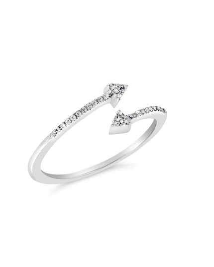 .925 Sterling Silver 1/5 Cttw Diamond Double Arrowhead Open Ring (I-J Color, I2-I3 Clarity)