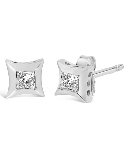 10K White Gold 1/5 Cttw Invisible Set Princess-Cut Diamond Stud Earrings (H-I Color, SI2-I1 Clarity)