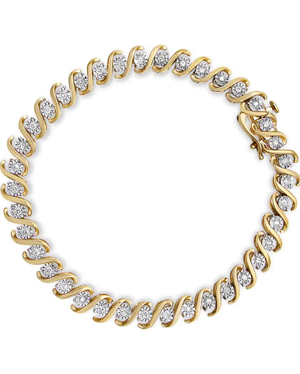 Yellow Plated Sterling Silver Round-Cut Diamond Bracelet (0.5 cttw, H-I Color, I2-I3 Clarity)