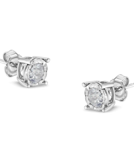.925 Sterling Silver 1/2 Cttw Near Colorless Round Brilliant-Cut Diamond Miracle-Set Stud Earrings (H-I Color, I2-I3 Clarity)