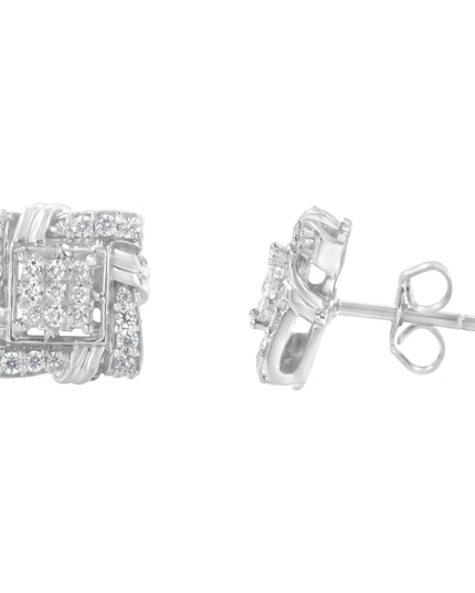 .925 Sterling Silver 1/2 Cttw Round-Cut Diamond Stud Earrings (I-J Color, I1-I2 Clarity)