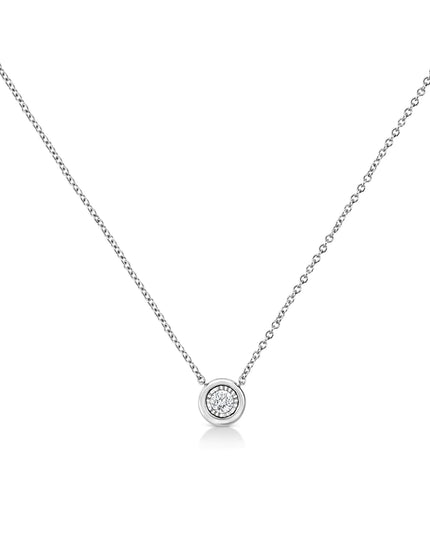 10K White Gold 1/10 Cttw Miracle Set Round-Cut Diamond 18" Pendant Necklace - Choice of Shape