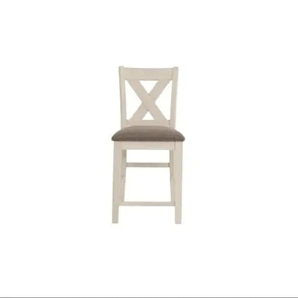 Contemporary Dining Chairs Set Of 2, Counter Height, Light Wood, X Back Design