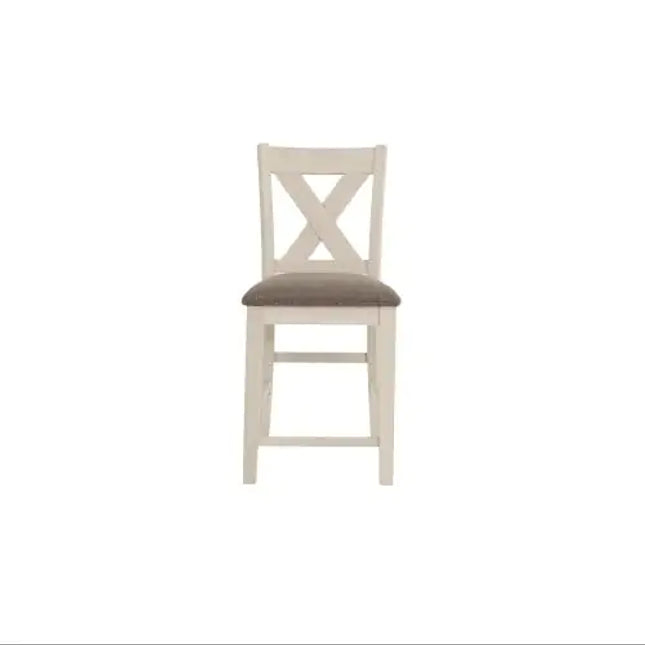 Contemporary Dining Chairs Set Of 2, Counter Height, Light Wood, X Back Design
