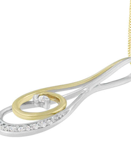 Espira 10K Two-Tone Gold Round Cut Diamond Sparkling Spiral Pendant Necklace (1/6 cttw, J-K Color, I2-I3 Clarity)