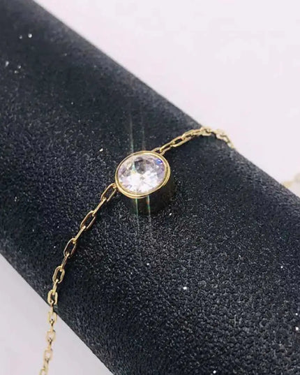 Stainless Steel Gold Solitaire Necklace
