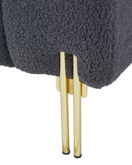 Modern Grey Teddy Velvet Bench for Bedroom Seating