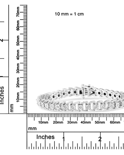 .925 Sterling Silver 1/4 Cttw Miracle Set Round Diamond Composite Open Linked Composite Line Bracelet (I-J Color, I3-Promo Clarity) - 7.5"