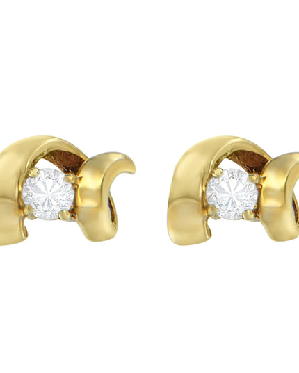 10K Gold 1/10 Cttw Round Brilliant-Cut Diamond Espira Swirls Solitaire Push Back Stud Earrings (I-J Color, I1-I2 Clarity)