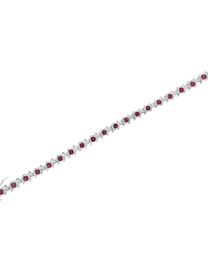 .925 Sterling Silver Lab-Grown Birthstone and 1/6 Cttw Round Diamond Tennis Bracelet (H-I Color, I1-I2 Clarity)