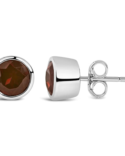 .925 Sterling Silver 6MM Bezel Set Created Gemstone Solitaire Stud Earrings