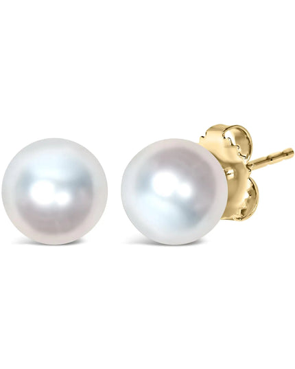 14K Gold Cultured Freshwater Pearl Solitaire Stud Earrings