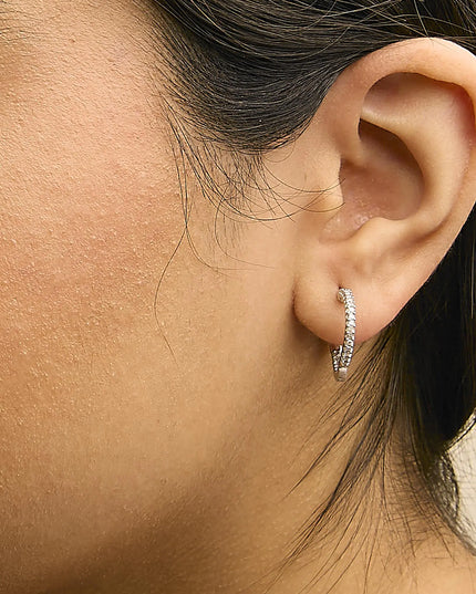 .925 Sterling Silver 1/2 Cttw Princess Diamond Inside Out Hoop Earrings (G-H Color, VS2-SI1 Clarity)