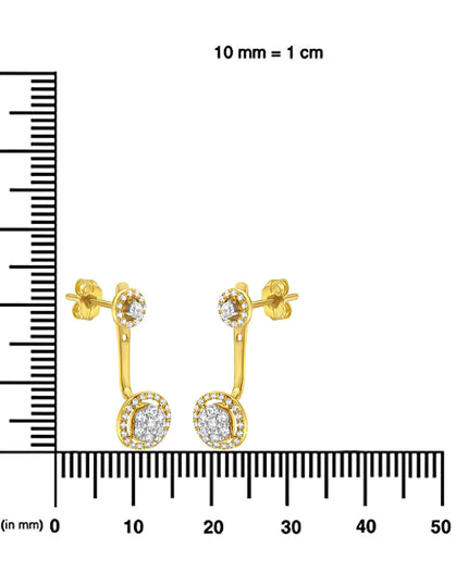 14K Yellow Gold Plated .925 Sterling Silver 5/8 Cttw Diamond Removable Stud and Dangle Earrings (I-J Color, I2-I3)