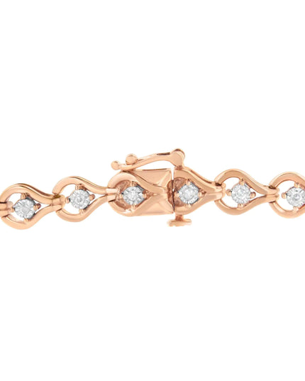 .925 Sterling Silver 1/4 Cttw Diamond Miracle-Set Teardrop Shaped 7” Link Bracelet (I-J Color, I3 Clarity)