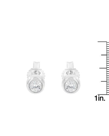10K Gold 1/5 Cttw Round Brilliant-Cut Near Colorless Diamond Bezel-Set Stud Earrings (H-I Color, I1-I2 Clarity)