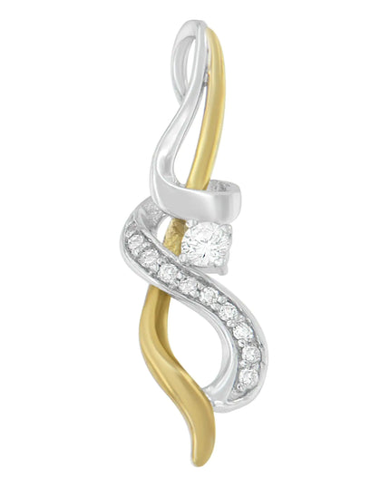 Espira 10K Two-tone Gold 1/5 cttw Diamond Intertwined Swirl Pendant Necklace (J-K, I1-I2)