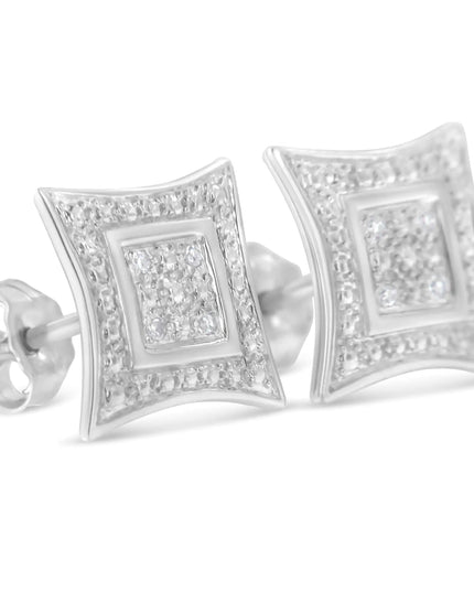 .925 Sterling Silver Diamond Accented 4-Stone Four Pointed Star Shaped Halo-Style Stud Earrings (H-I Color, I2-I3 Clarity)