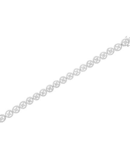 .925 Sterling Silver 1/2 Cttw Diamond Nested Circle Miracle Set Open Wheel 7" Fashion Link Bracelet (I-J Color, I3 Clarity)