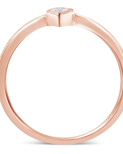 14K Rose Gold Plated .925 Sterling Silver 1/20 Carat Diamond Teardrop Pear-Shaped Miracle Set Petite Fashion Ring (J-K Color, I1-I2 Clarity)
